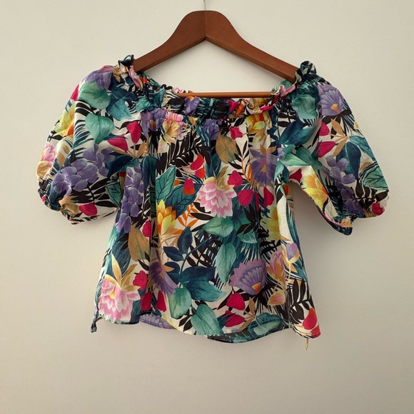 Colourful Mango Puff Sleeve (on or off the shoulder) Blouse - Picture 1 of 4
